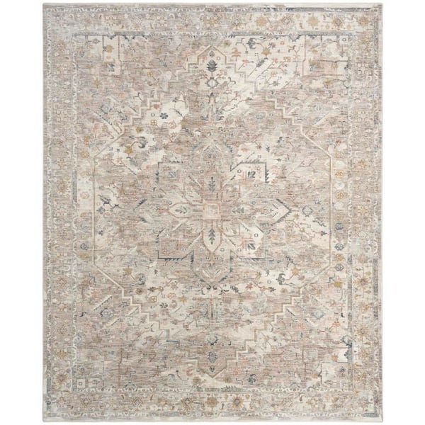 Heirloom Blend Ivory Multicolor 9 ft. x 12 ft. Center Medallion Traditional Area Rug