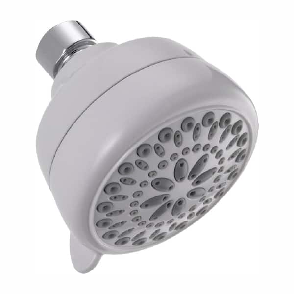 Delta 7-Spray Patterns 1.75 GPM 3.38 in. Wall Mount Fixed Shower Head in White