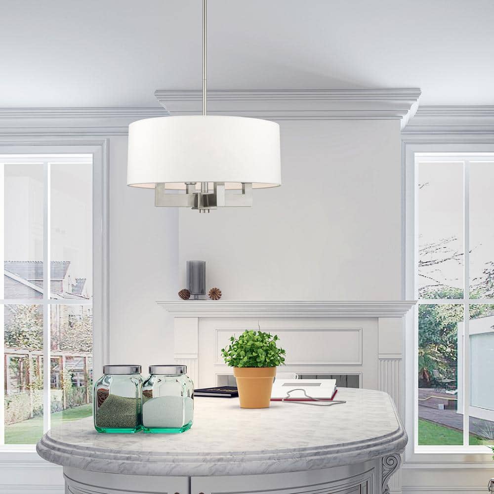 Mini Cresthaven Brushed Nickel 4-Light Chandelier with Crystal Accents
