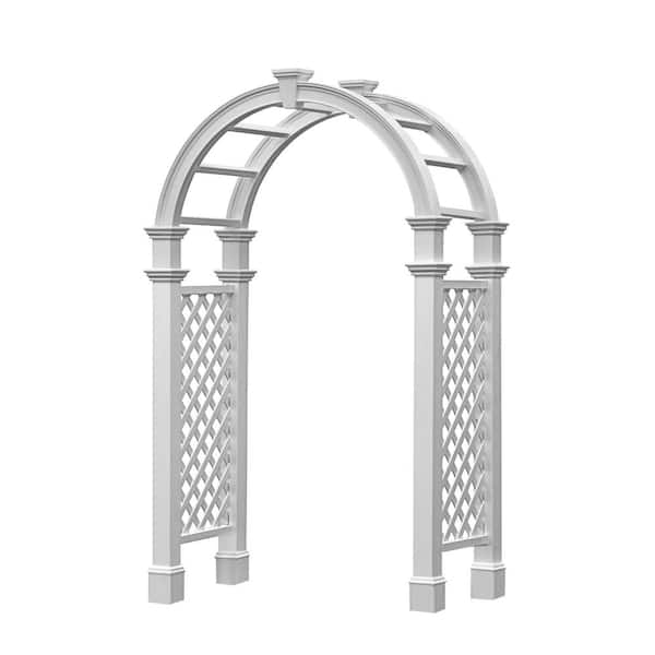 VITA Classic 60 in. x 102.25 in. White Vinyl Nantucket Legacy Arbor with Including Trim
