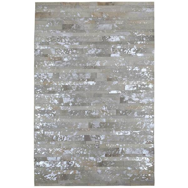 MATADOR White Leather Hair-On 4 ft. x 6 ft. Area Rug