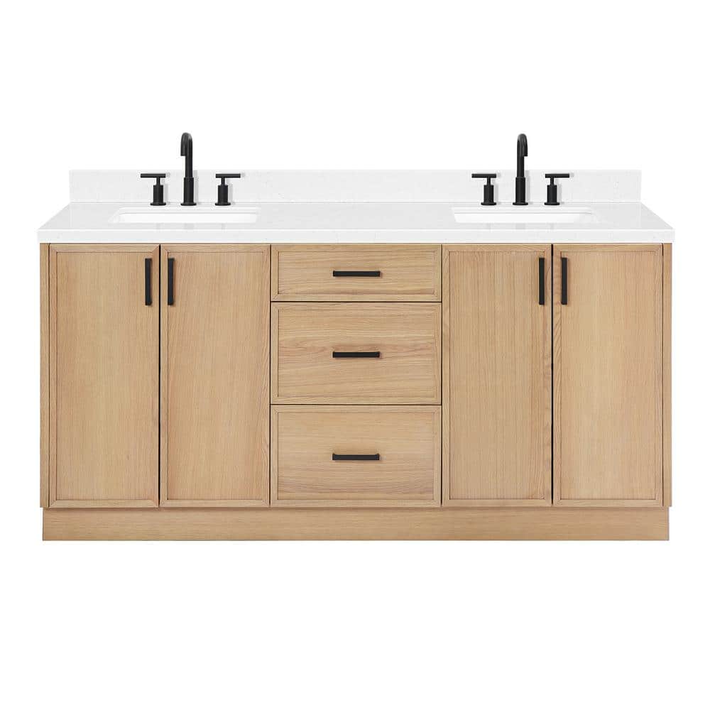 Kelly 72" White Oak Double Basin Vanity with Quartz Top
