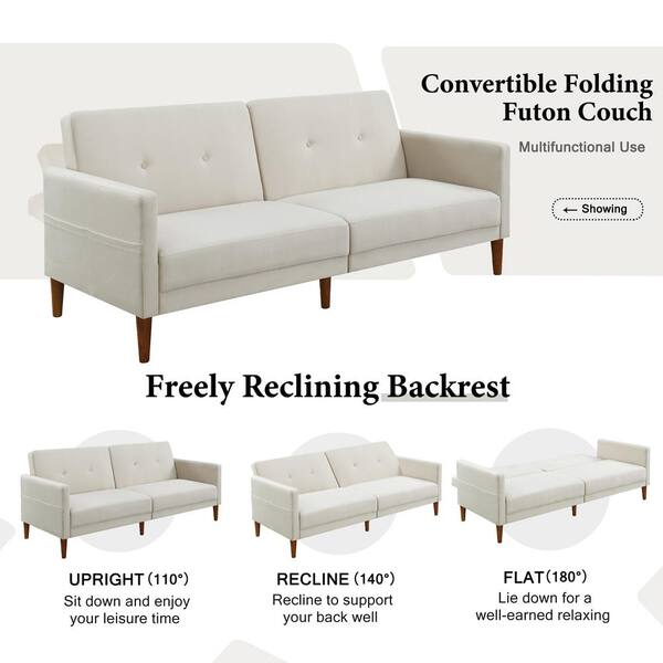 Modern Loveseat Futon Sofa Bed Sleeper Convertible Recliner Tufted Lounger Twin 