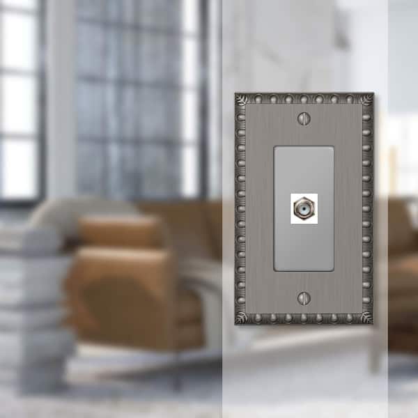 Antiquity 1 Gang Coax Metal Wall Plate - Antique Nickel