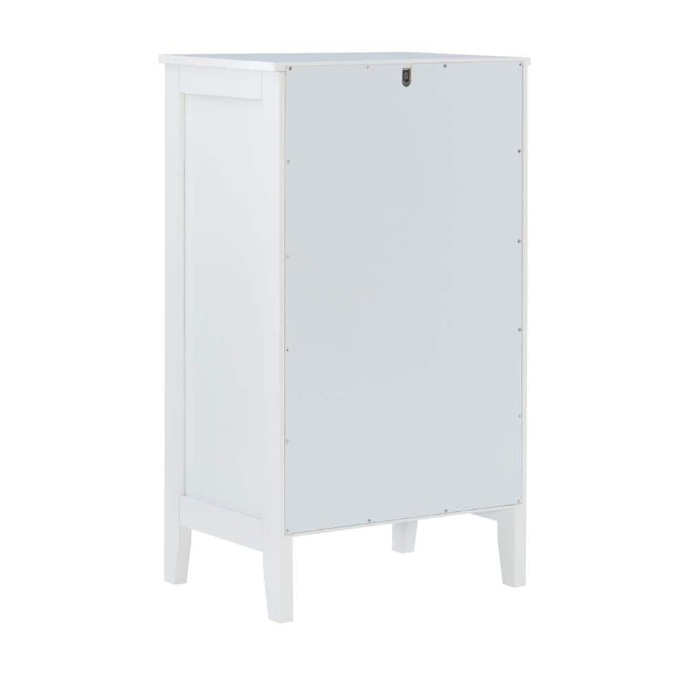 White MDF Accent Cabinet with Glass Door and Shelves