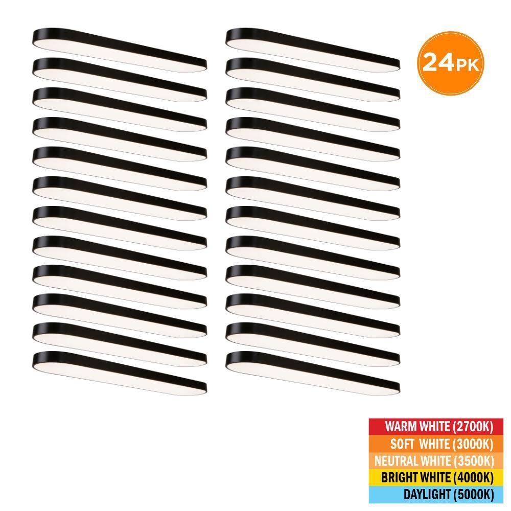24-Pack 4 ft. x 10 in. Black LED Flush Mount Ceiling Light Fixture 2700K 3000K 3500K 4000K 5000K 4000 Lumens 55Watt 120V price history on PriceWatchPro