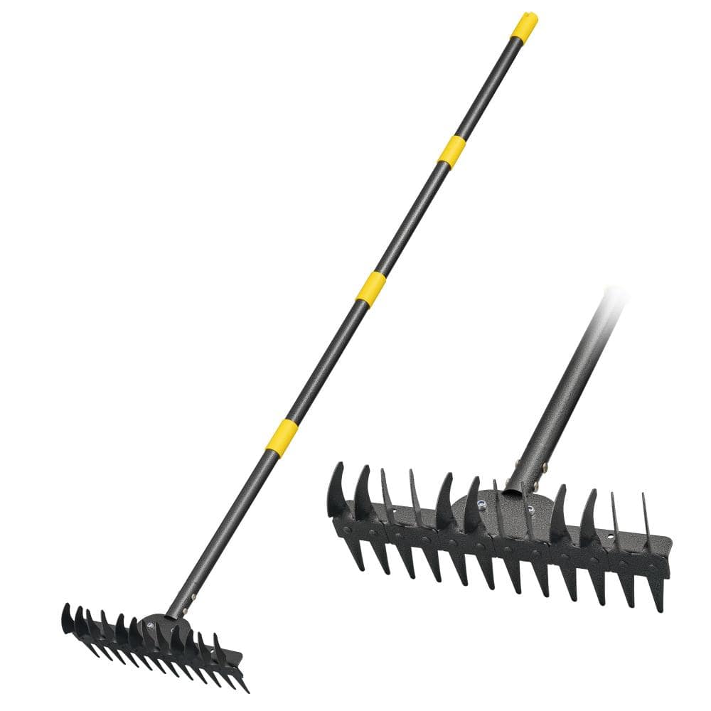 77 in Adjustable Bow Rake Heavy Duty Adjustable Length Black 1 Piece ...