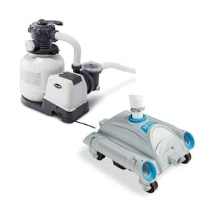 2100 GPH Above Ground Pool Sand Filter Pump with Automatic Pool Vacuum