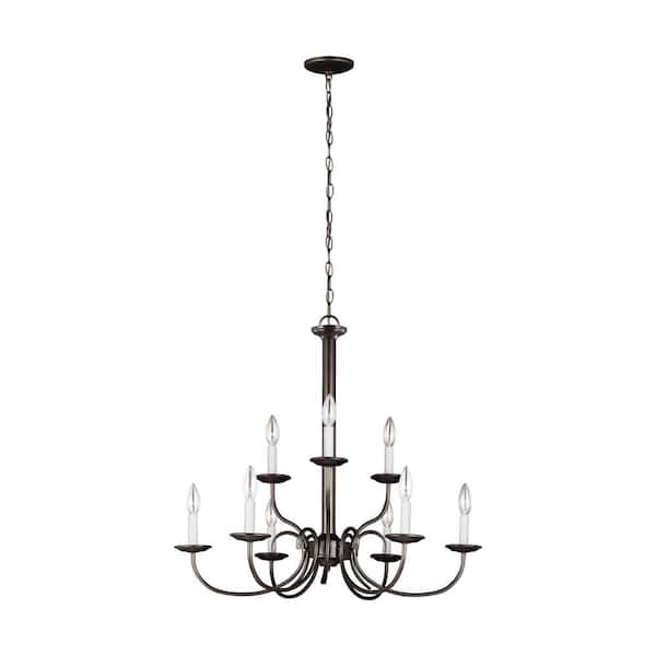 Generation Lighting Holman 9-Light Heirloom Bronze Traditional Classic Hanging Candlestick Chandelier