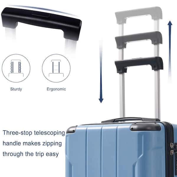 Merax 2 Bags 2-Piece Blue Gray ABS Hardshell Spinner 20 Luggage