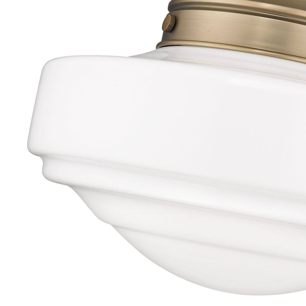 Medium Modern Brass Pendant Light with Vintage Milk Glass Shade