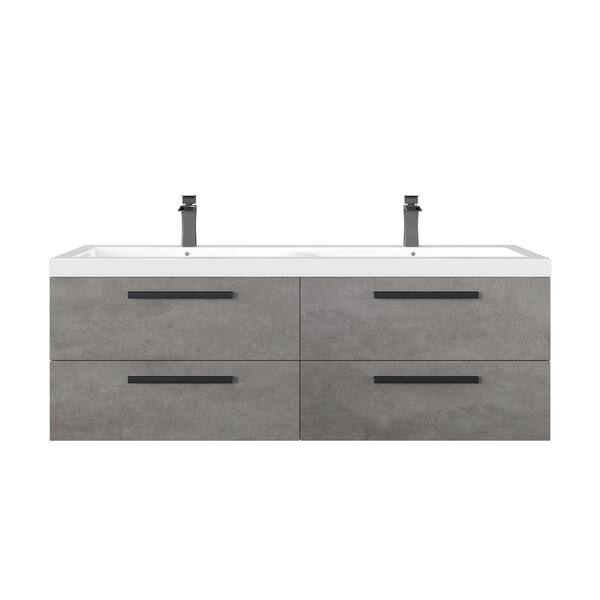 Surf 57 in. W x 20 in. D x 21.5 in. H Bathroom Vanity in Natural Oak with White Acrylic Top with White Sink