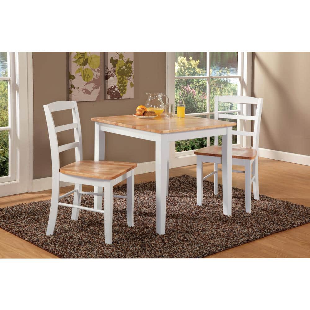 White and Natural Wood Ladderback Side Chair
