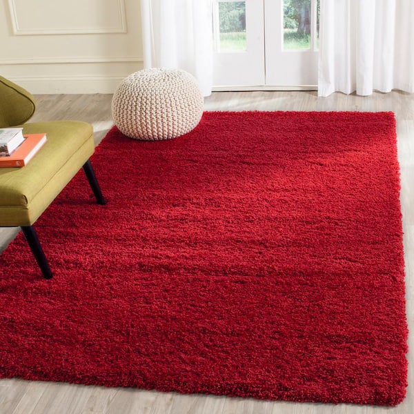 Laguna Shag Red Doormat 3 ft. x 5 ft. Solid Area Rug