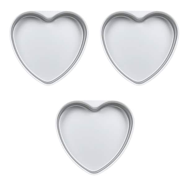 3-Pack Heart Shaped Anodized Aluminum Cake Pan Set Removable Bottom Versatile Baking Mold for DIY Projects