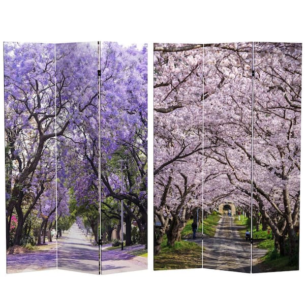 Oriental Furniture 6 ft. Lavender Road Printed 3-Panel Room Divider