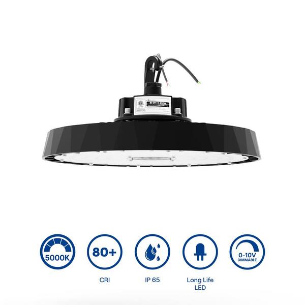 InfiBrite 12.8 in. 5000K Daylight 38,400 Lumens 240-Watt Integrated LED Dimmable Wet Rated Black High Bay Light 100-277 Volt