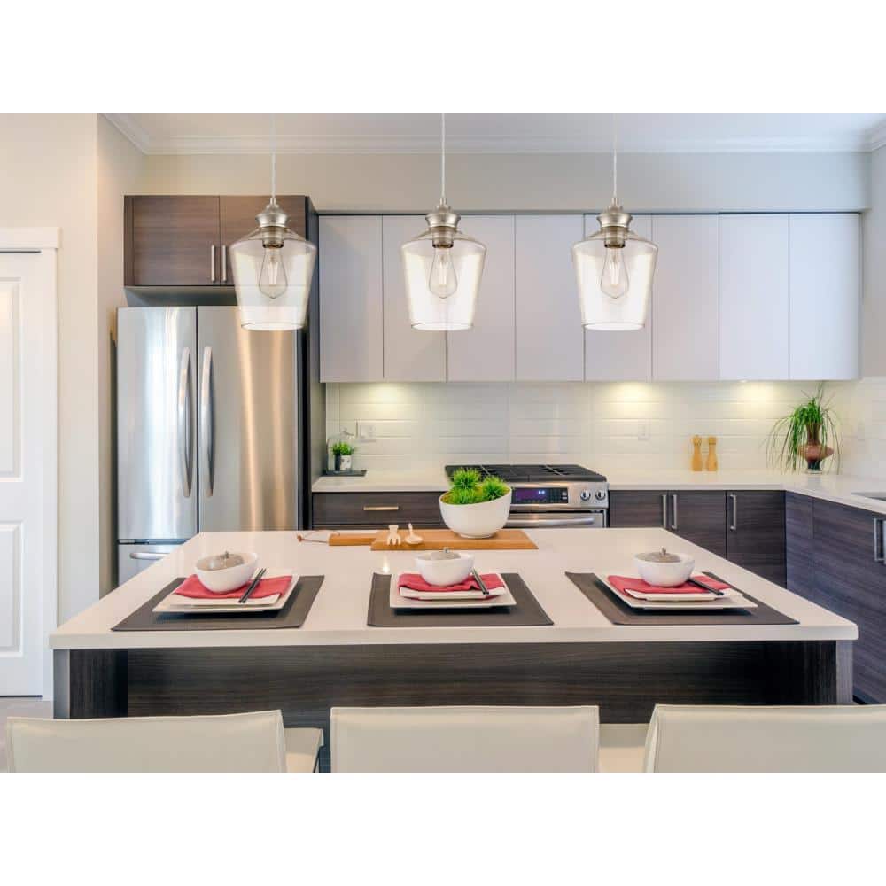 Ramsey Mini Pendant with Hand-Blown Glass Shade in Brushed Nickel