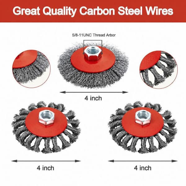 LAIFUCAM 4 1/2 in. Angle Grinder Wire Wheel Set with 4 in. and 3