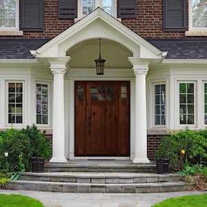70 in. x 96 in. Craftsman Knotty Alder RM Stain Right-Hand Low-E 10-Lite Clear Wood Single Prehung Front Door/Sidelites