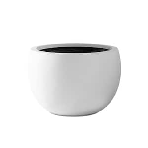 20 in. W Round Lightweight Pure White Concrete Metal Planter Pots, Seamless with Drainage Hole for Home and Garden
