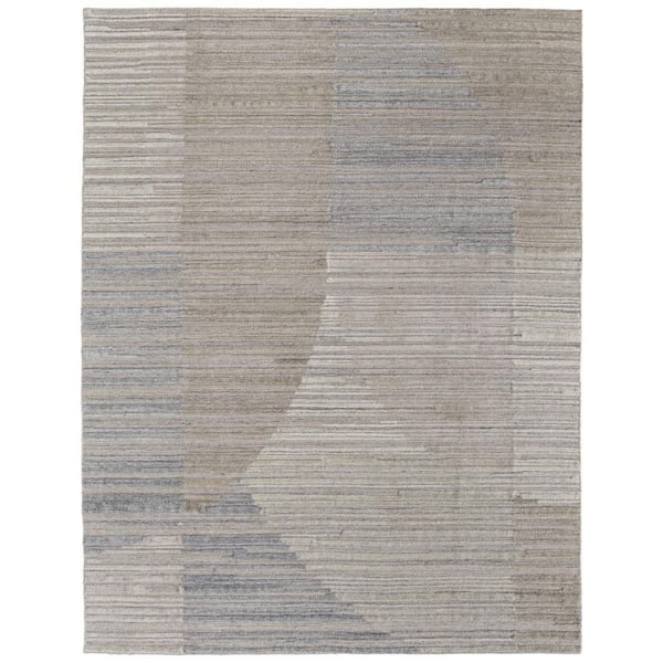HomeRoots Tan, Blue 5 ft. x 8 ft. Abstract Area Rug