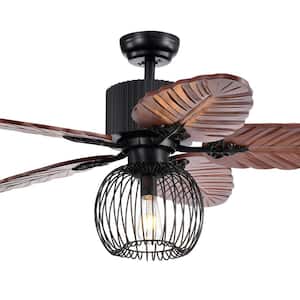 Aguano 48 in. Indoor Black Finish Remote Controlled Ceiling Fan with Light Kit