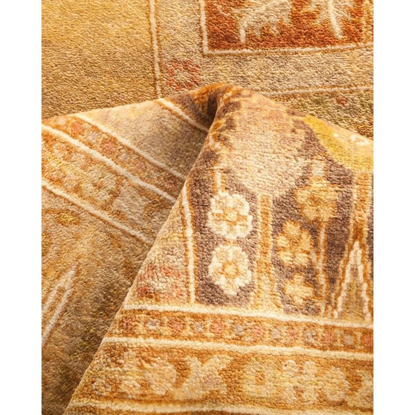 Mogul Ivory 3 ft. x 12 ft. Oriental Wool Indoor Runner Rug