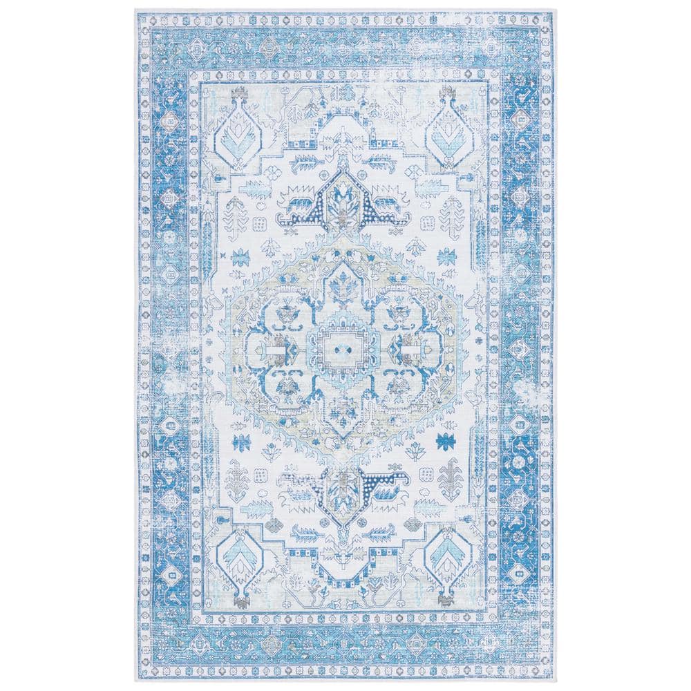 Arizona Beige/Blue 5 ft. x 8 ft. Machine Washable Traditional Medallion Area Rug price history on PriceWatchPro