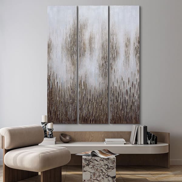 72 in. x 18 in. "Dreamy Field" - Set of 3 Textured Metallic Hand Painted by Martin Edwards Wall Art