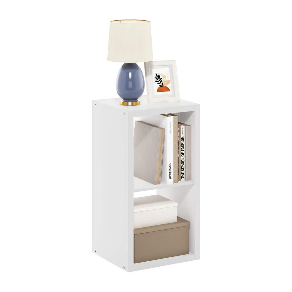 White Wood 2-Cube Open Back Storage Organizer