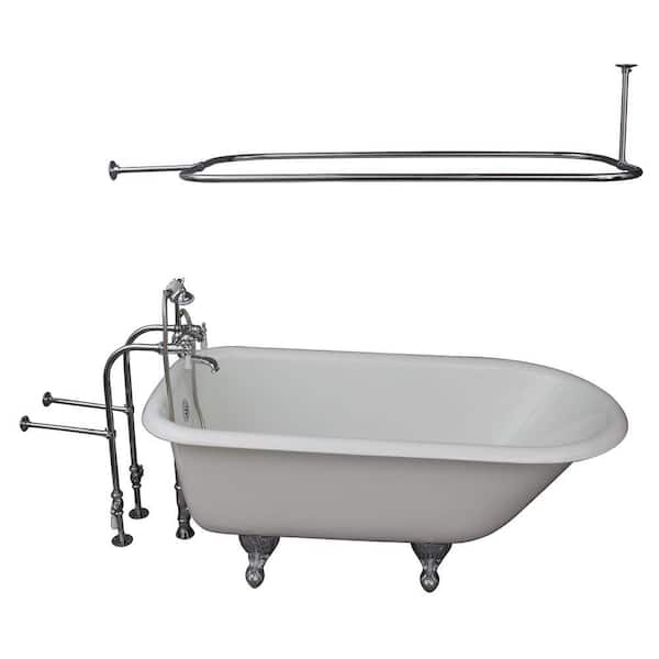 Barclay Products 5.6 ft. Cast Iron Ball and Claw Feet Roll Top Tub in White with Polished Chrome Accessories