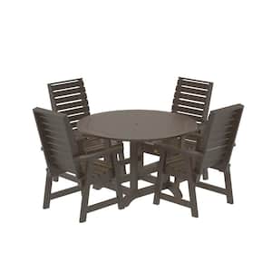 Glennville 5-Pieces Round Recycled Plastic Outdoor Dining Set