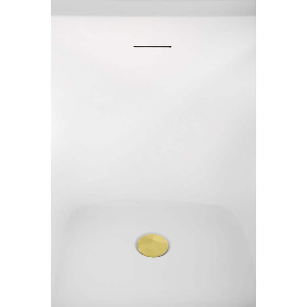 51" Glossy White Acrylic Freestanding Bathtub with Polished Gold Trim