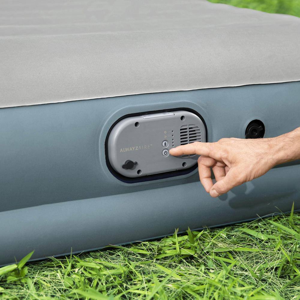 Gray Queen Inflatable Air Mattress with Rechargeable Pump