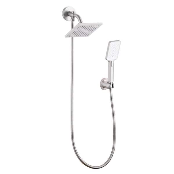 1-spray 6 in. Dual Shower Head and Handheld Shower Head in Satin Nickel 1-spray 6 in. Dual Shower Head and Handheld Shower Head in Satin Nickel