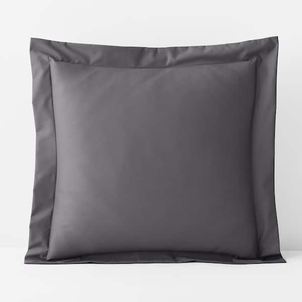 The Company Store Company Cotton Stone Gray Solid 300-Thread Count Wrinkle-Free Sateen Single Euro Sham