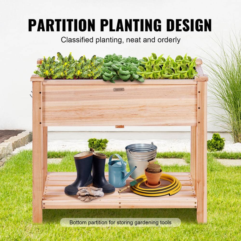 Burlywood Fir Wood Raised Garden Bed Planter 33"x18"x30"