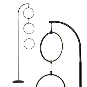 Nova 74 in. Classic Black Industrial 3-Light LED Energy Efficient Arc Floor Lamp with Built-In 3-Way Dimmer Function