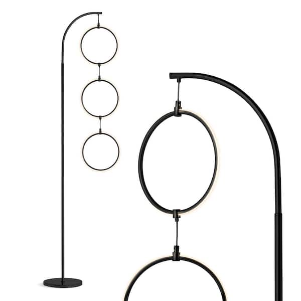 Brightech Nova 74 in. Classic Black Industrial 3-Light LED Energy Efficient Arc Floor Lamp with Built-In 3-Way Dimmer Function