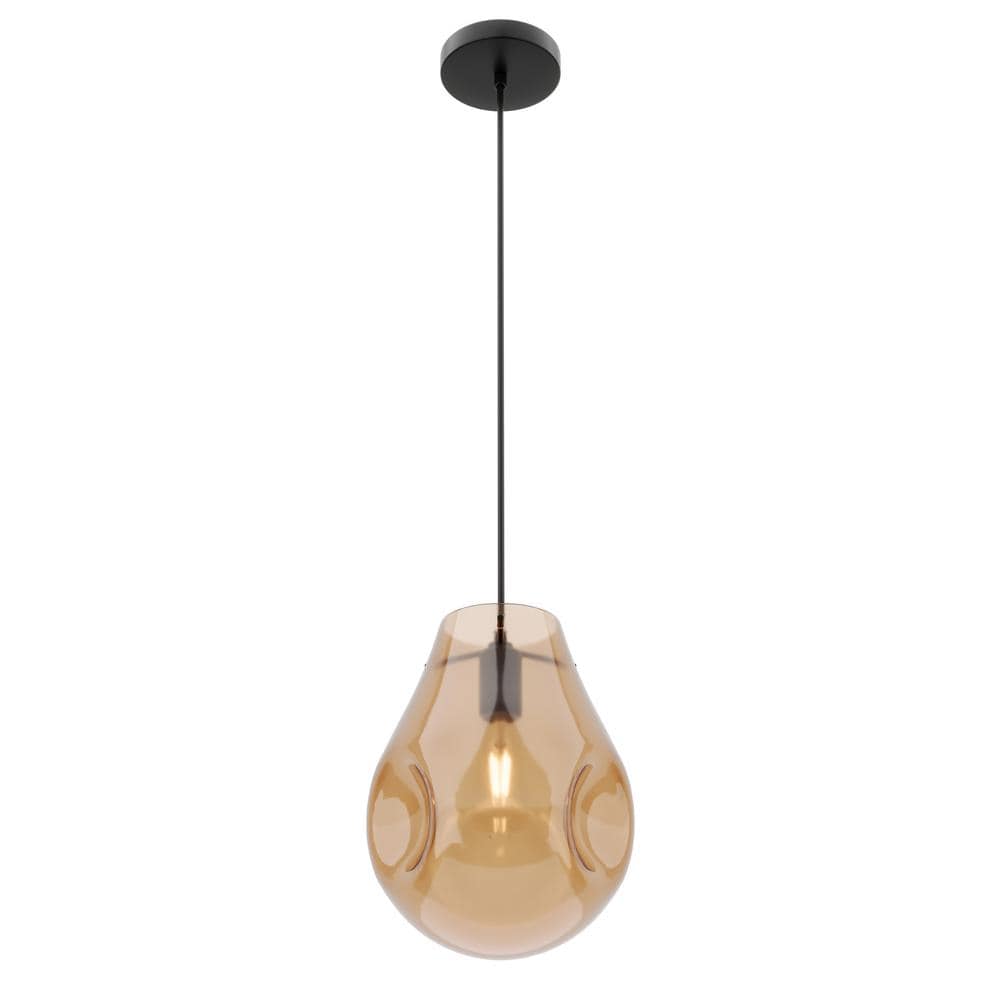 Modern 8.66 in. 1-Light Glass Pendant Light Farmhouse Adjustable Hanging Li