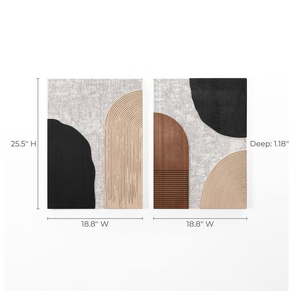 Earth Tone Abstract Mixed Media Canvas Wall Art Set