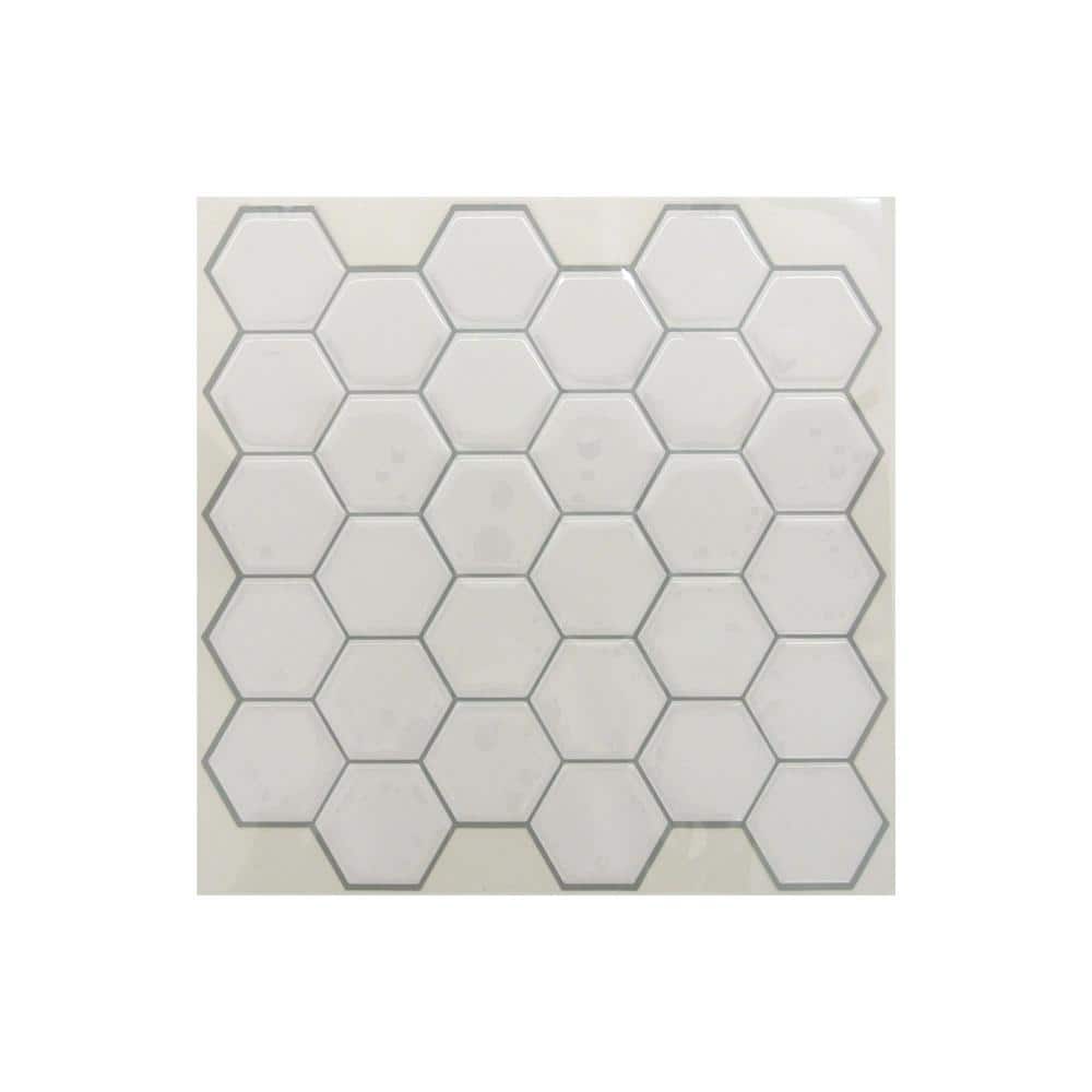 StickTiles 18.18 in. x 18.18 in. White Hexagon Peel and Stick Tiles 18 Pack  TIL318188FLT   The Home Depot