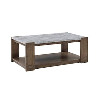 Libby 48 in. Sintered Stone Rectangle Brown Cocktail/Coffee Table with Casters