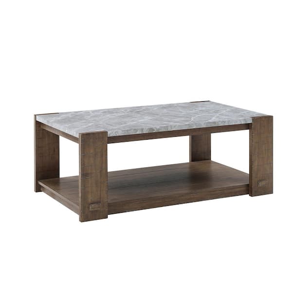 Steve Silver Libby 48 in. Sintered Stone Rectangle Brown Cocktail/Coffee Table with Casters