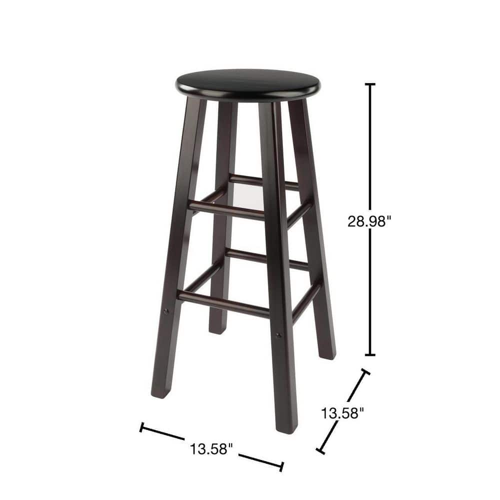 Espresso Industrial Solid Wood Bar Stools Set of 2