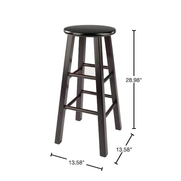 WINSOME WOOD Element 29 in. H Espresso Bar Stool Set 2 Pieces