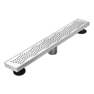 Zekoo Linear Shower Drain 12 inch Brushed Nickel 304 Stainless Steel Floor for Bathroom Rectangular with Grate Removable at MechanicSurplus.com 12in