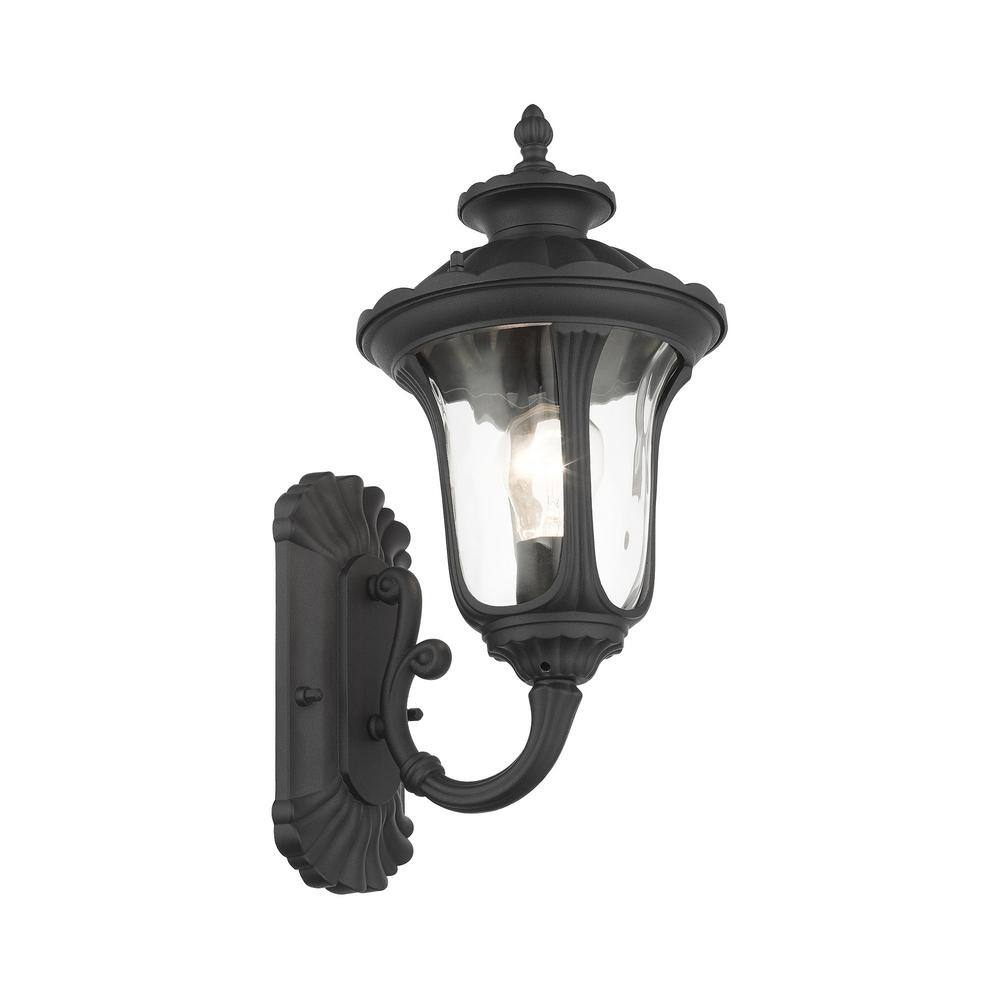 Oxford Black Aluminum Outdoor Wall Lantern with Clear Glass