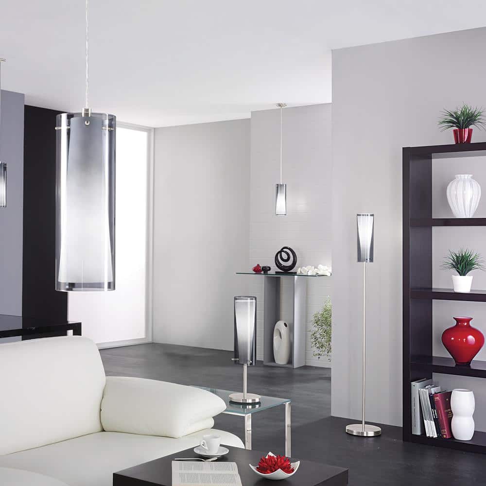 Pinto Nero Matte Nickel Mini Pendant with Dual Glass Shade